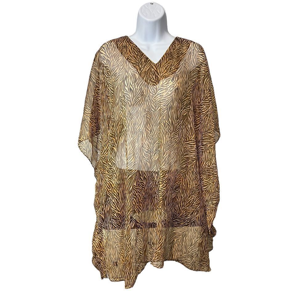 Patti J. Leisure Women's Sheer Animal Print Swim Coverup OSFM‎